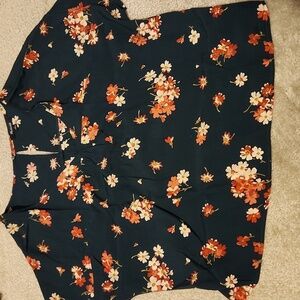 Madewell Blouse Womens Size S Top Green Floral Shirt Oversized